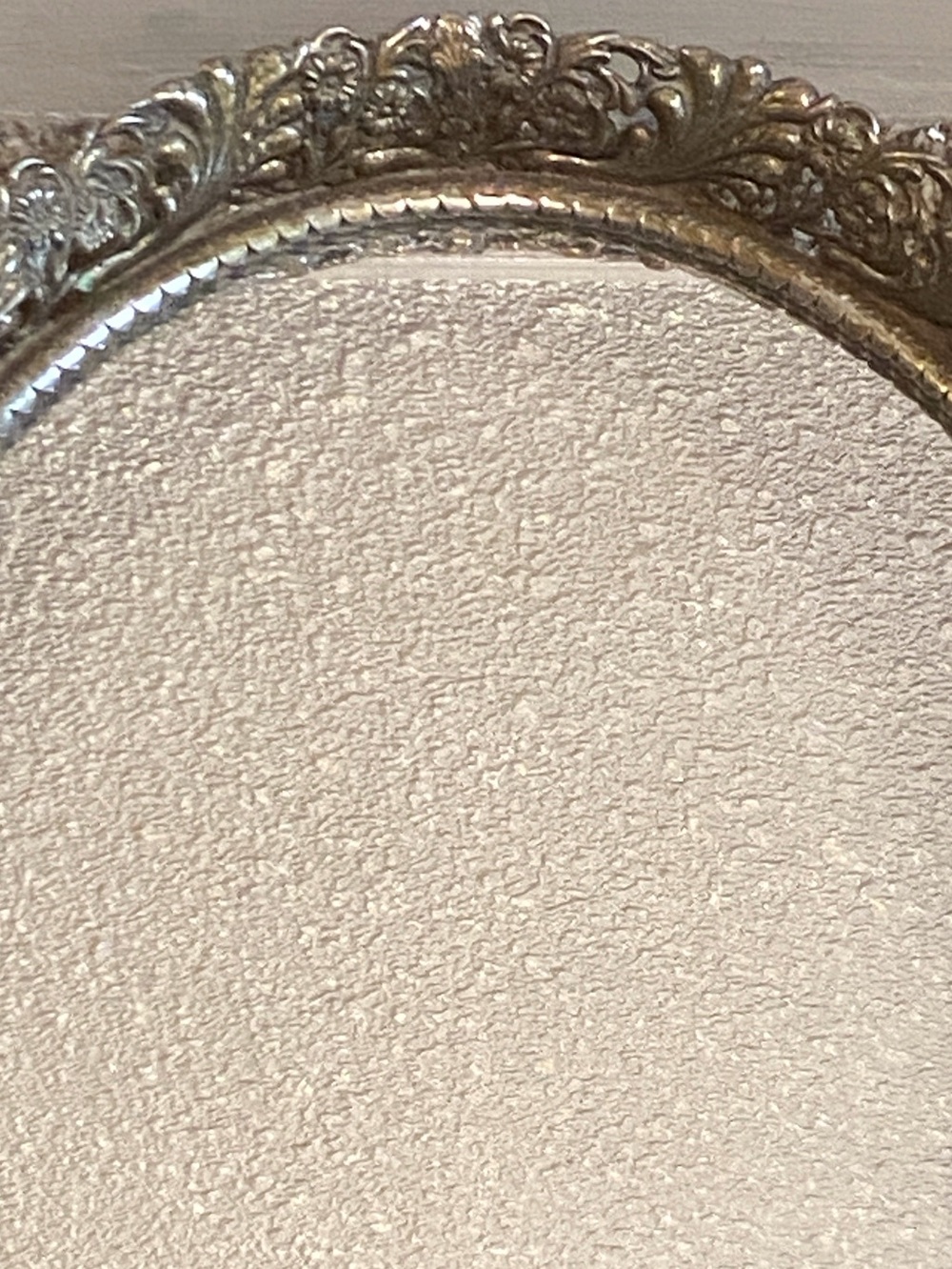 Ornate Oval Mirrored Tray-Siver - Tone Vintage Brass Vanity Perfume Tray Mirror - Picture 10 of 14